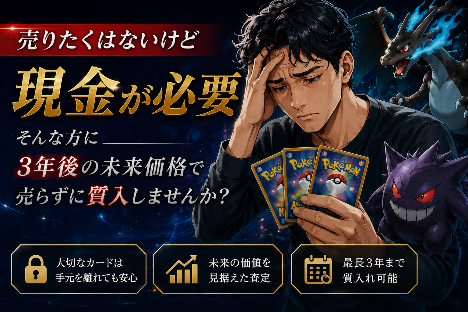 3年後の未来価格でカードを売らずに質入れするサービス